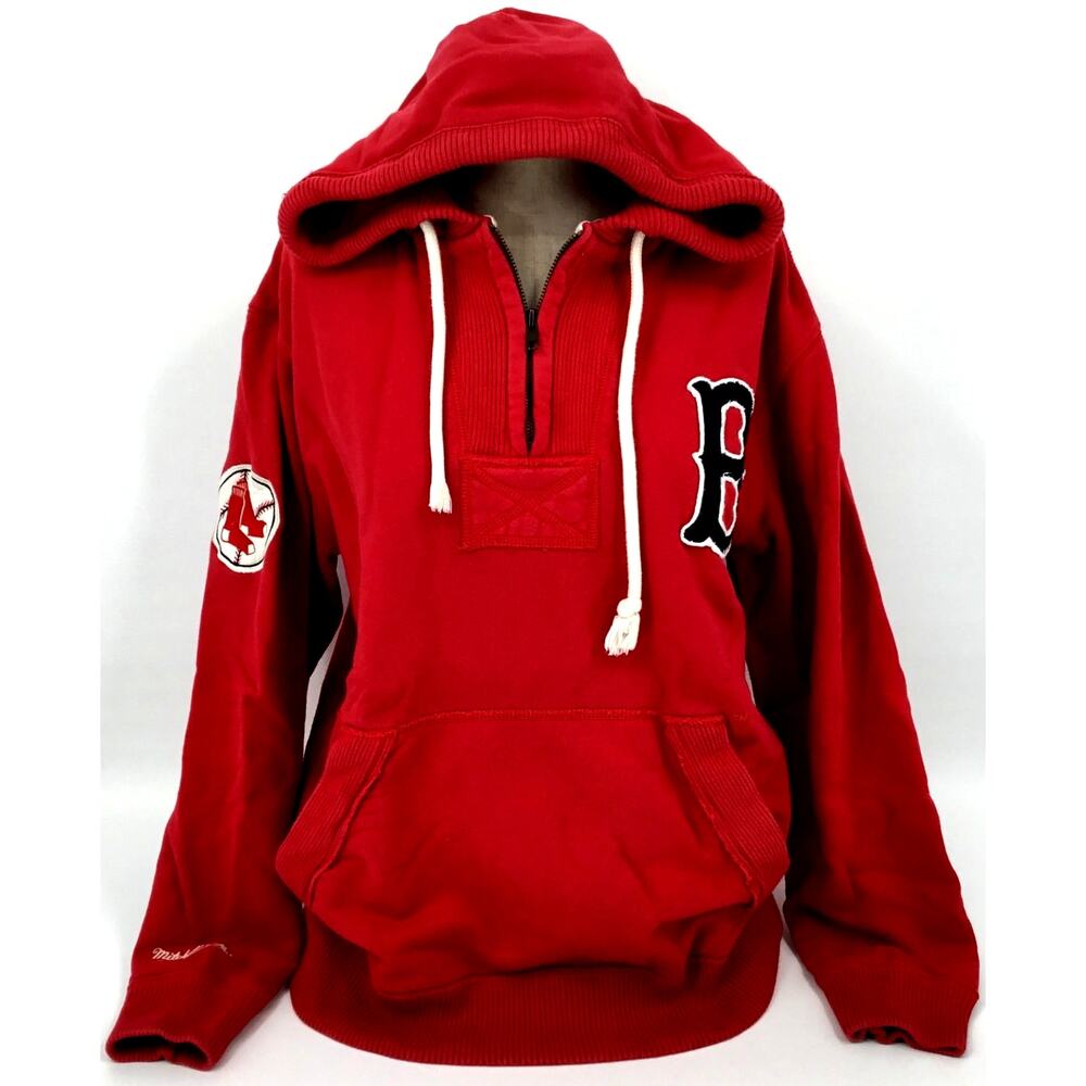 Mitchell & Ness Red Sox Cooperstown 1/4 Zip Hoodie Men's Medium